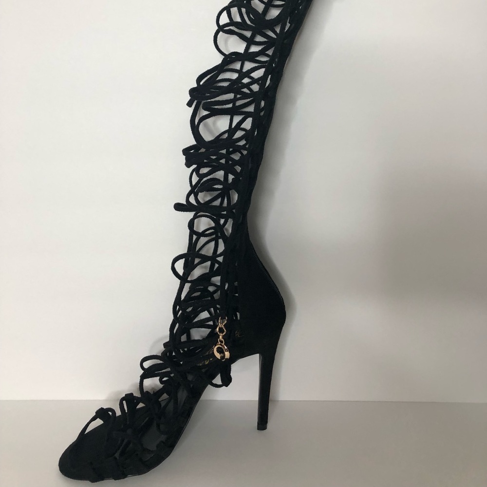 Strapped knee high heels!